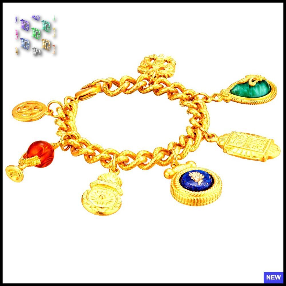Vintage-Inspired Gold Multi Charm Bracelet Elegant Minimal Chic Jewelry